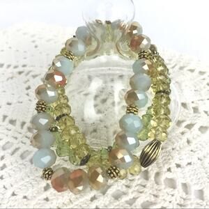Opalescent Beaded Stretch Bracelets Stackable